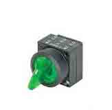 Siemens,Illuminated selector switch, 22 mm, round, plastic, green, long handle,momentary